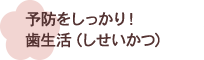 予防をしっかり！歯生活（しせいかつ）